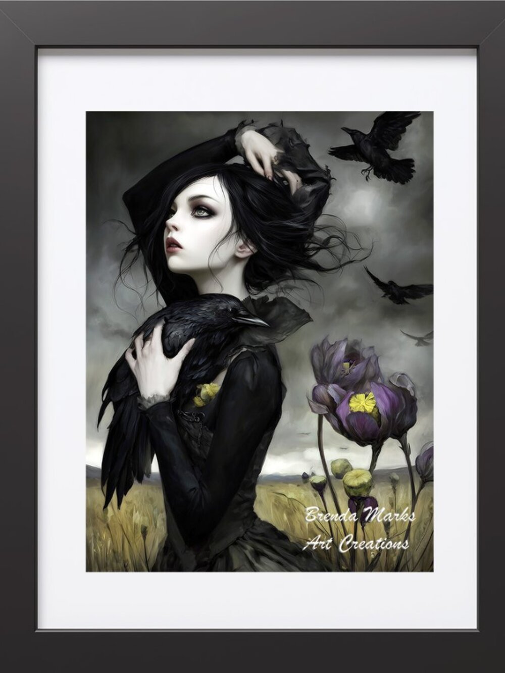 Raven Lover 1 5x7 print matted to fit frame 8x10 opening
